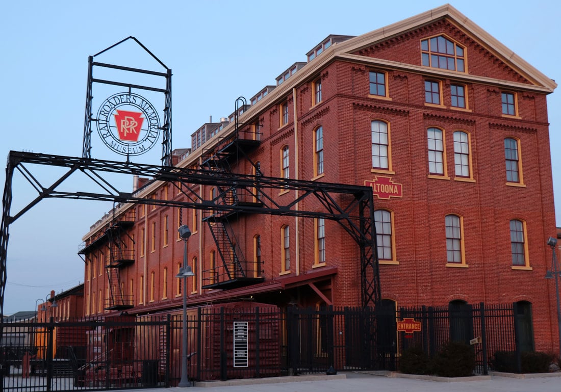Exterior of the Altoona Railroaders Memorial Museum in the 1882 Pennsylvania Railroad Master Mechanics Building, Altoona, Pennsylvania