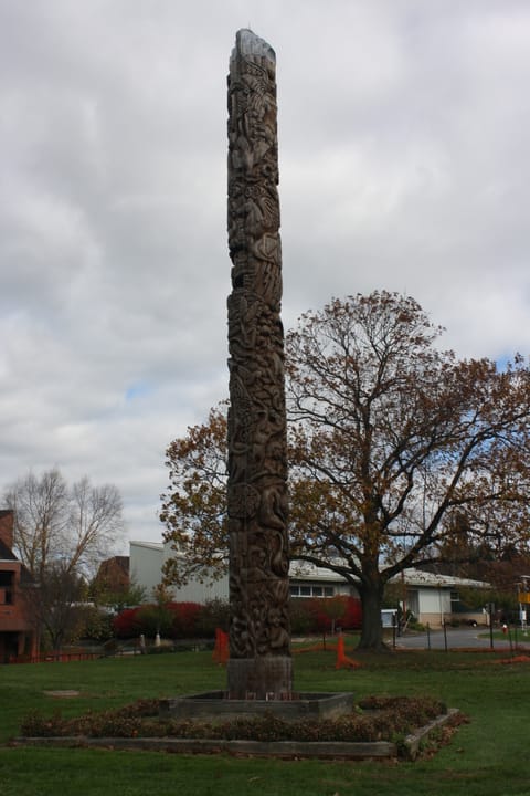 en:Bucks County Community College is a two-year community college located in Bucks County, Pennsylvania, near Philadelphia. Creation Pole on grass area, south edge of the campus.