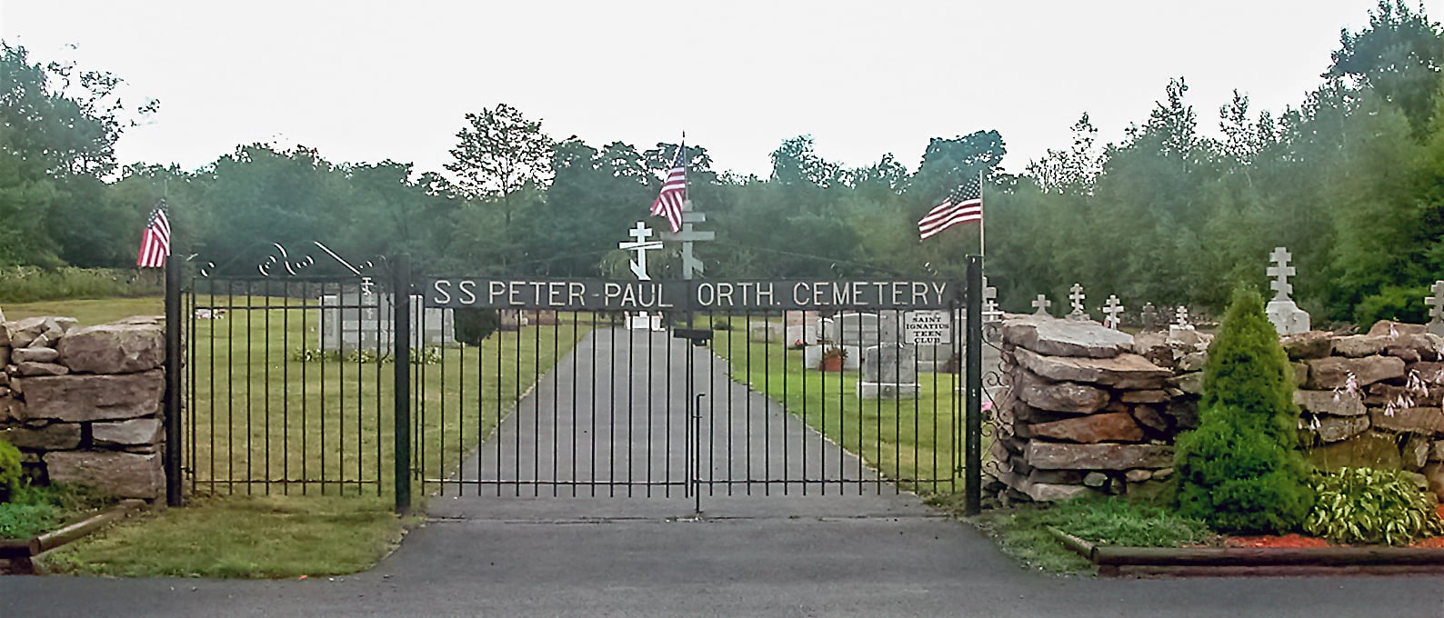 Russian Orthodox cemetery entrance at the near-abandoned coal-fire town of Centralia, Pennsylvania