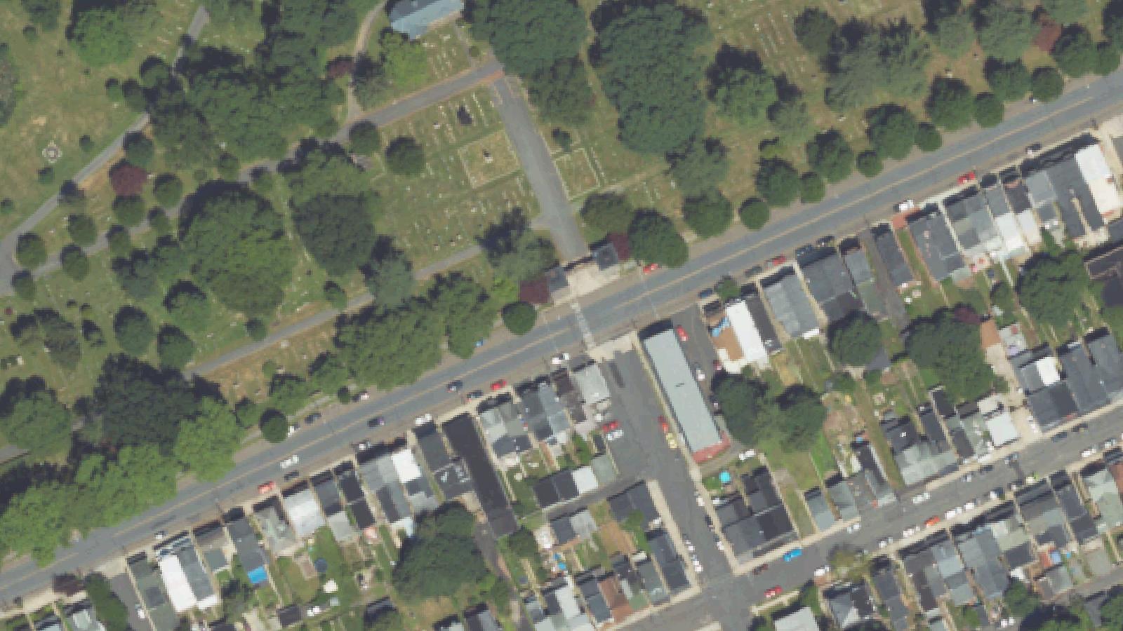 Aerial survey view of Charles Baber Cemetery