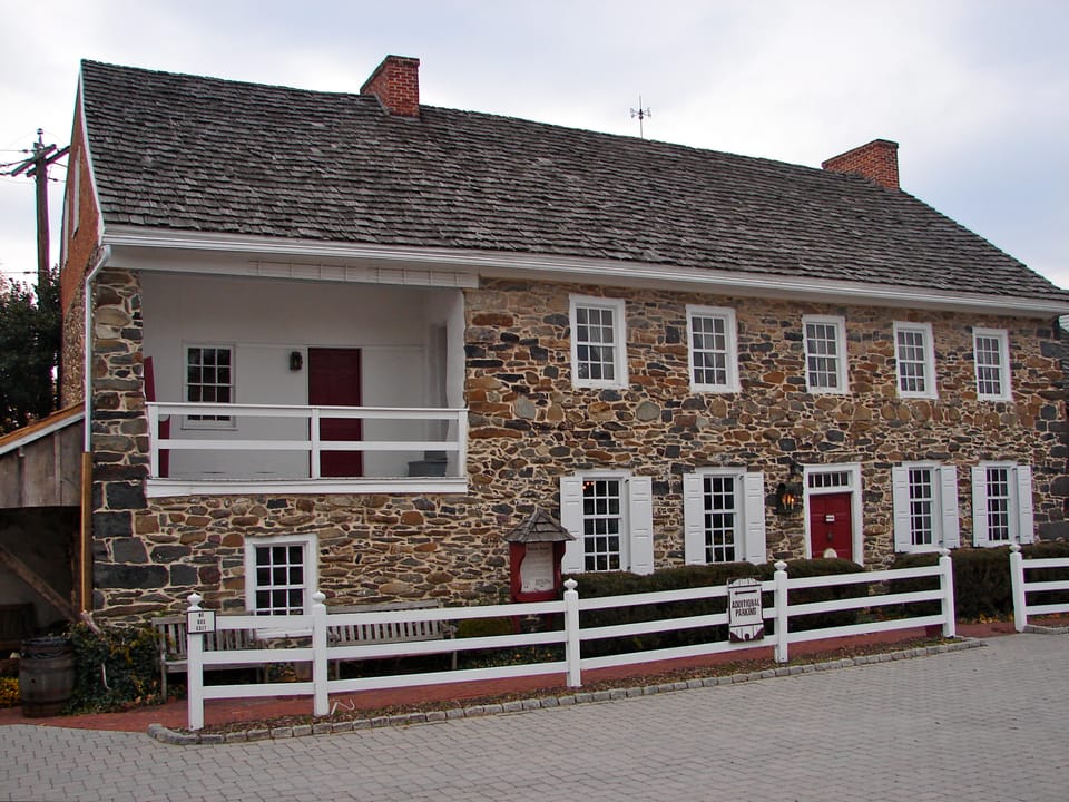 Dobbin House on the NRHP since March 26, 1973. At 89 Steinwehr Avenue, Gettysburg, Pennsylvania.  Oldest standing house in Gettysburg, built 1776.  The home of Reformed Presbyterian minister Alexander Dobbin, it was a hospital during the battle of Gettysburg, a diorama, and now a popular restaurant 