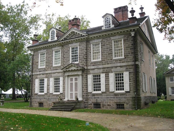 Exterior of Cliveden, the Benjamin Chew House, a Georgian stone mansion at 6401 Germantown Avenue in Philadelphia, Pennsylvania