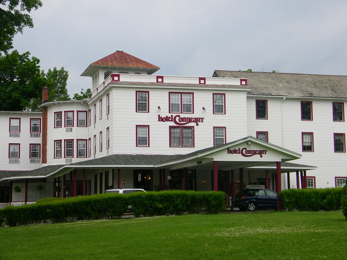 Hotel Conneaut, the 1903 wooden resort hotel at Conneaut Lake Park, Pennsylvania, photographed in 2014