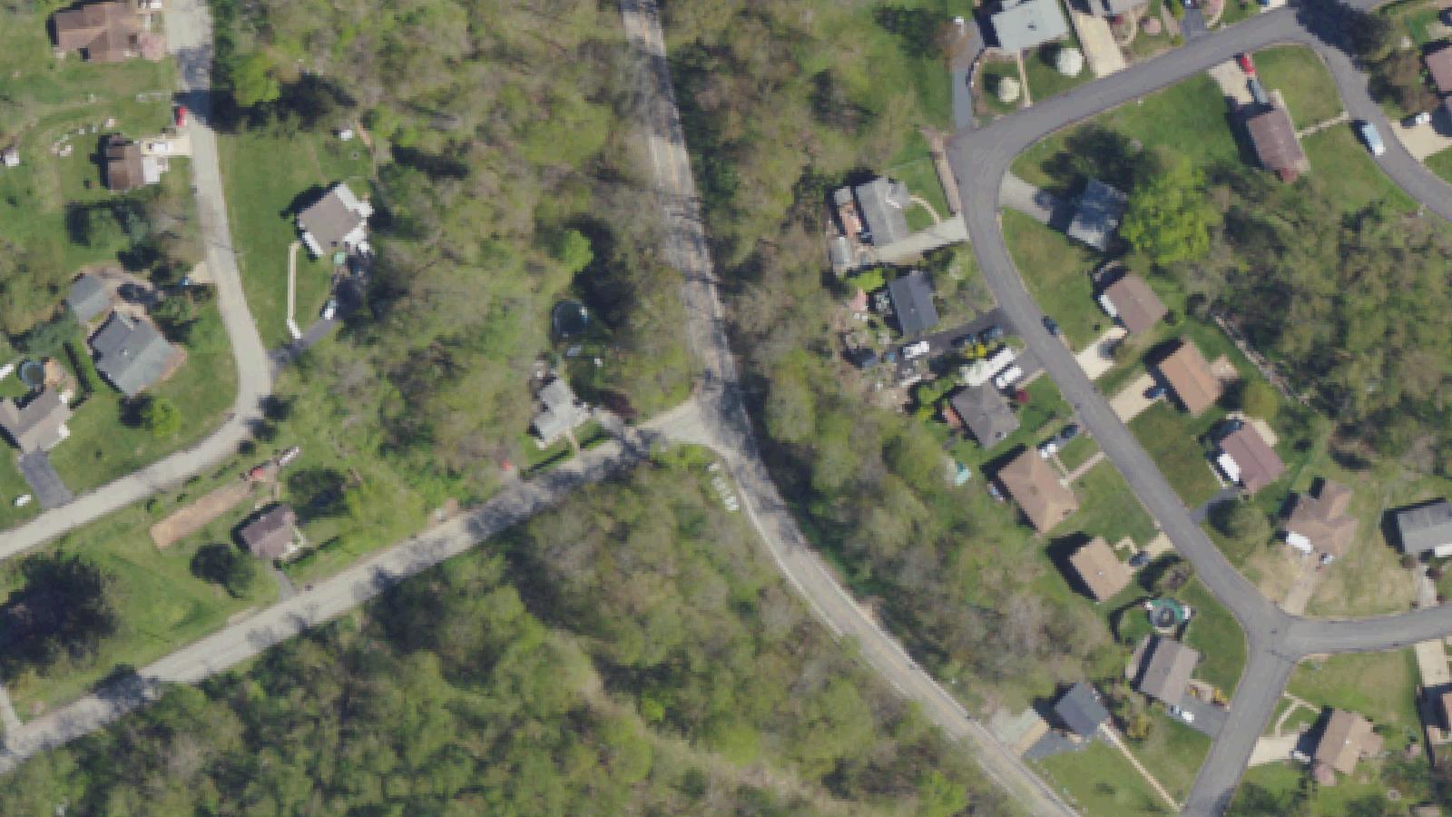 Aerial survey view of Coulter Cemetery (Coulterville Road)