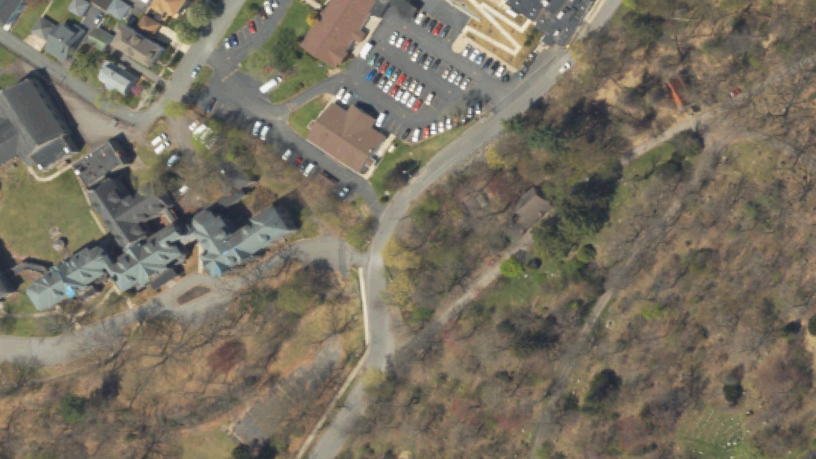 Aerial survey view of Forest Hill Cemetery