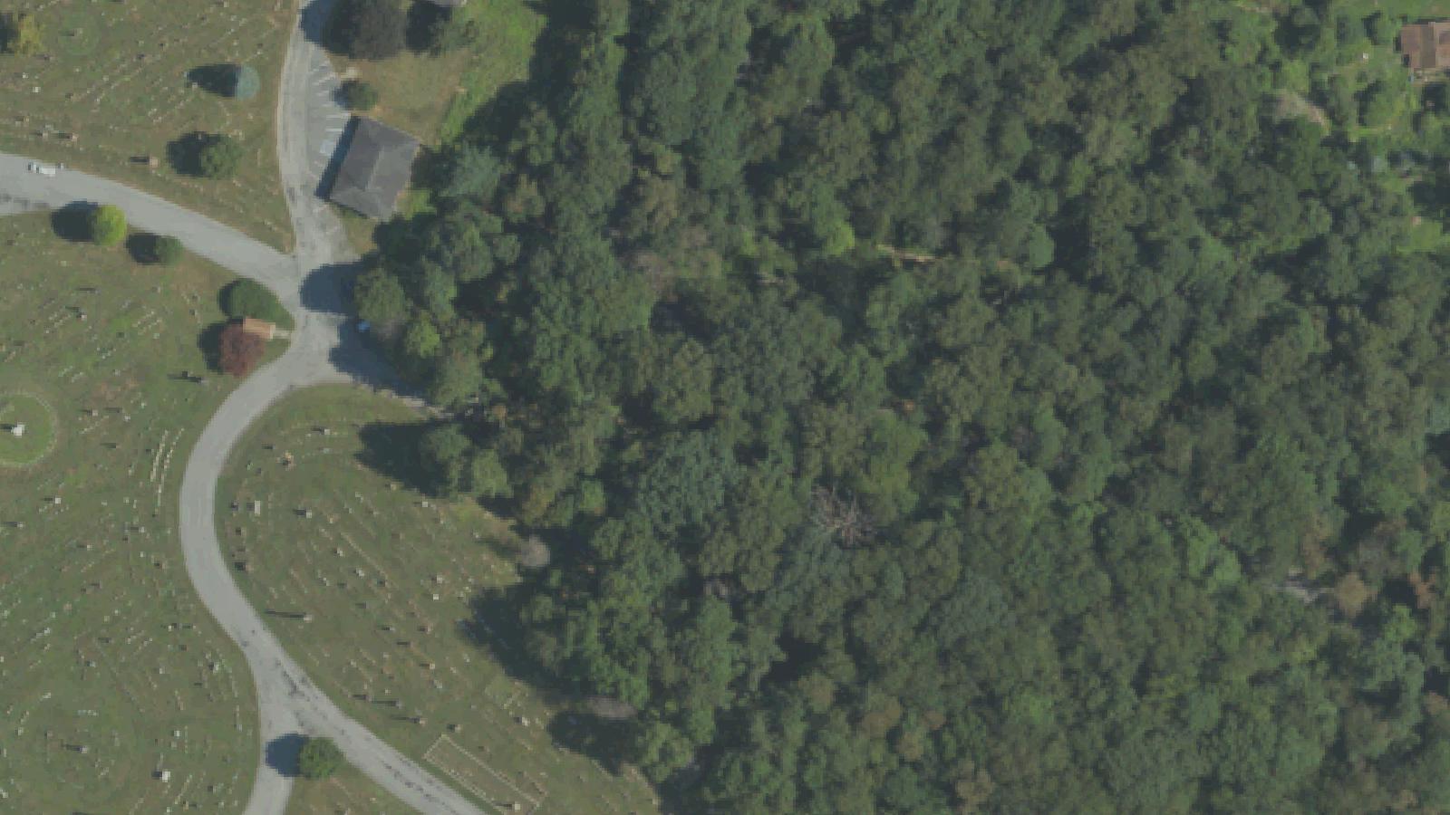 Aerial survey view of Grandview Cemetery — Plot of the Unknown