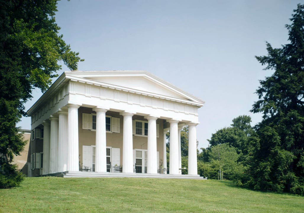 The Andalusia — also known as the Nicholas Biddle Estate.
1790s Greek Revival style house located in Bensalem Township, Bucks County, eastern Pennsylvania.
A Historic American Buildings Survey—HABS image by Jack Boucher (1976).