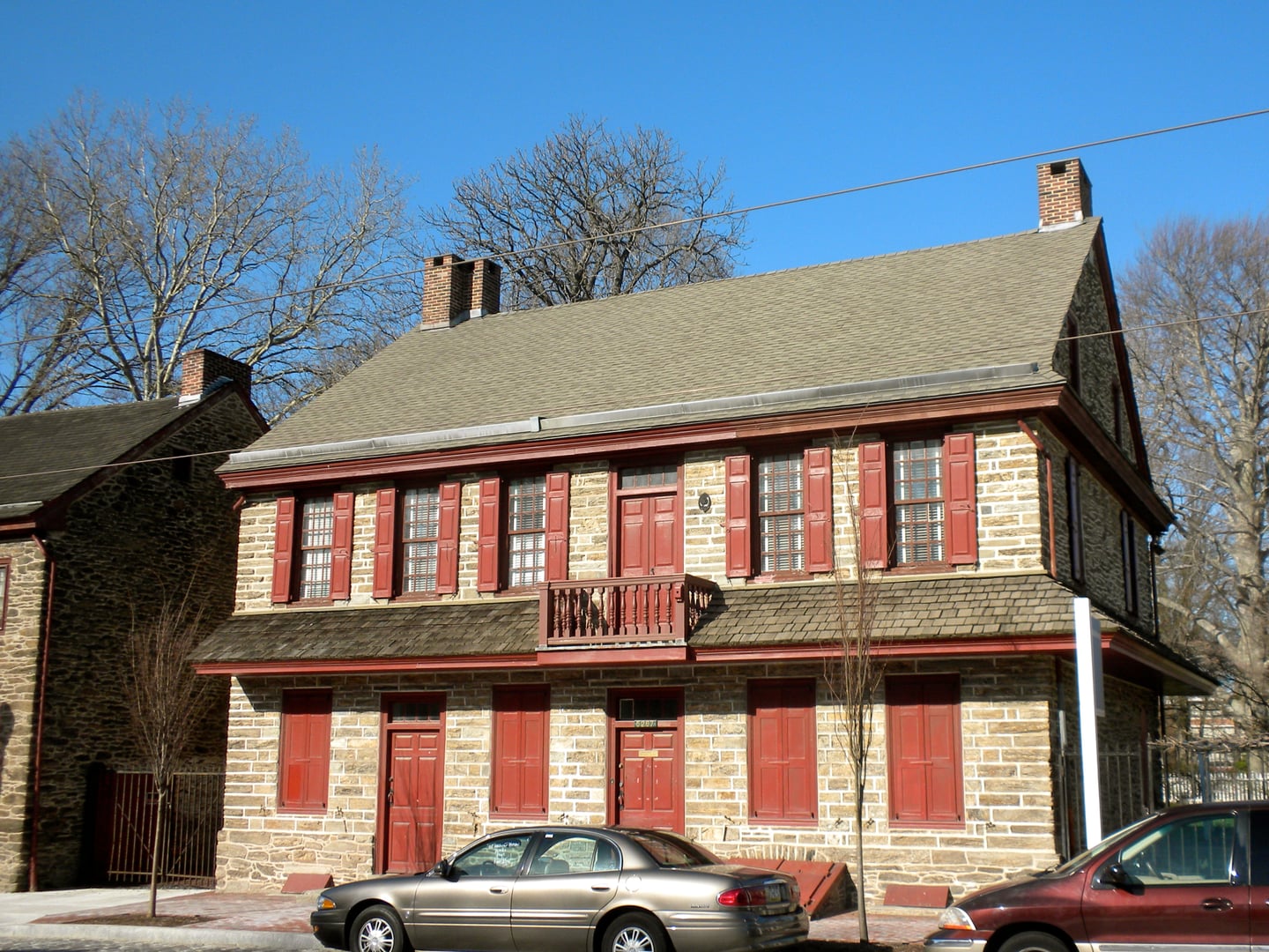 Two-and-a-half-story stone Wister family house Grumblethorpe at 5267 Germantown Avenue in Philadelphia