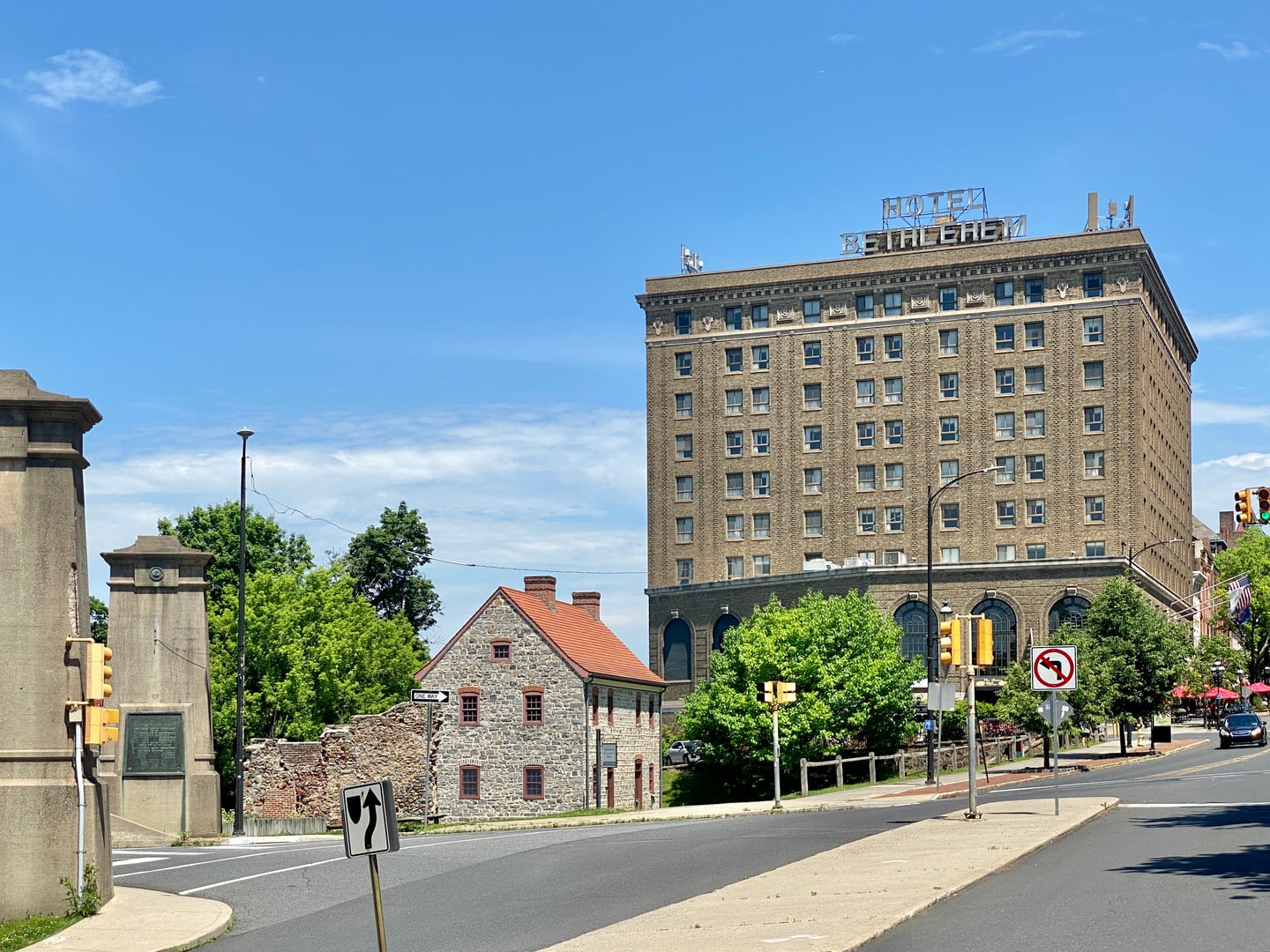 Exterior of Historic Hotel Bethlehem, the 1922 grand hotel on Main Street in downtown Bethlehem, Pennsylvania
