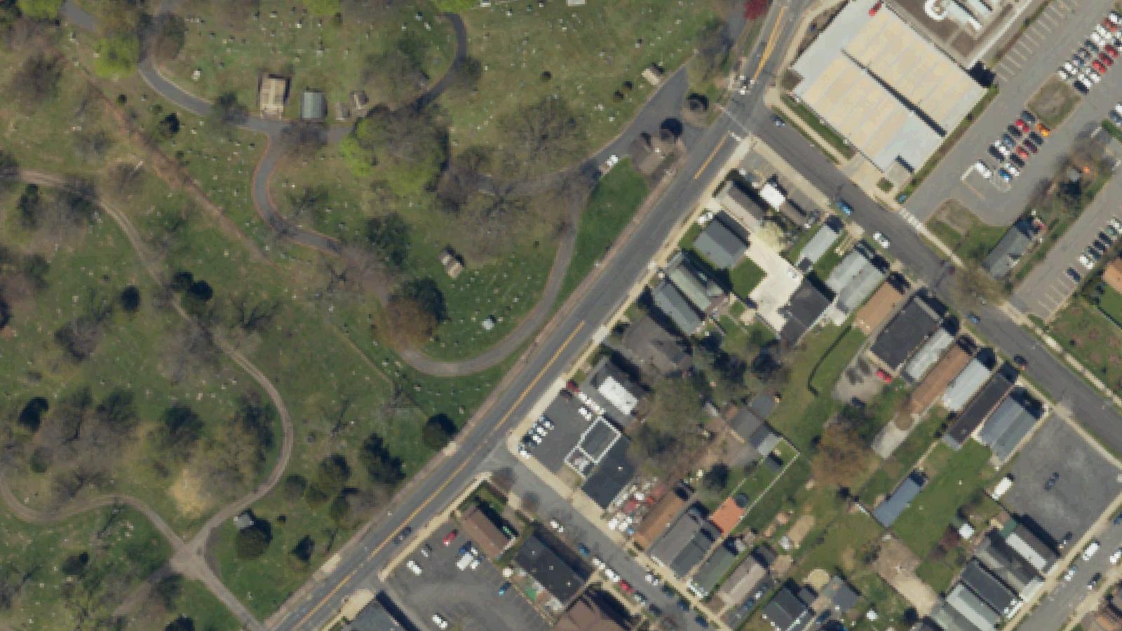 Aerial survey view of Hollenback Cemetery