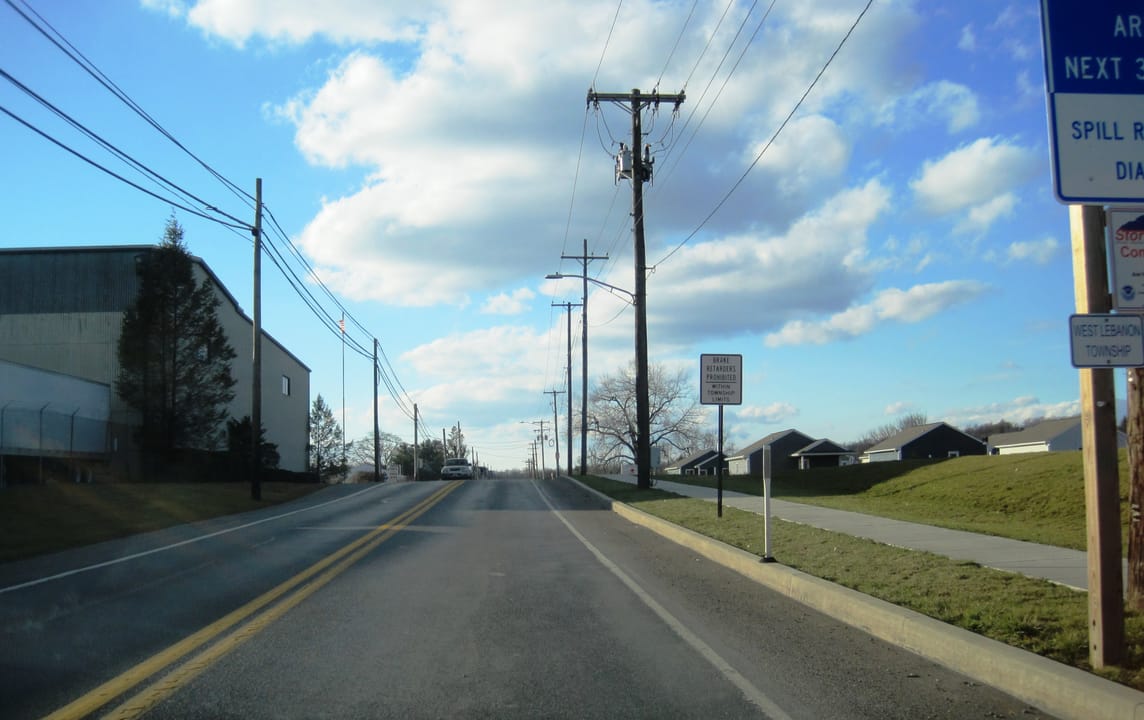 Photo of westbound Lehman Street entering West Lebanon Township, Pennsylvania from Lebanon. Photo taken looking west between 16th Street and 18th Street.