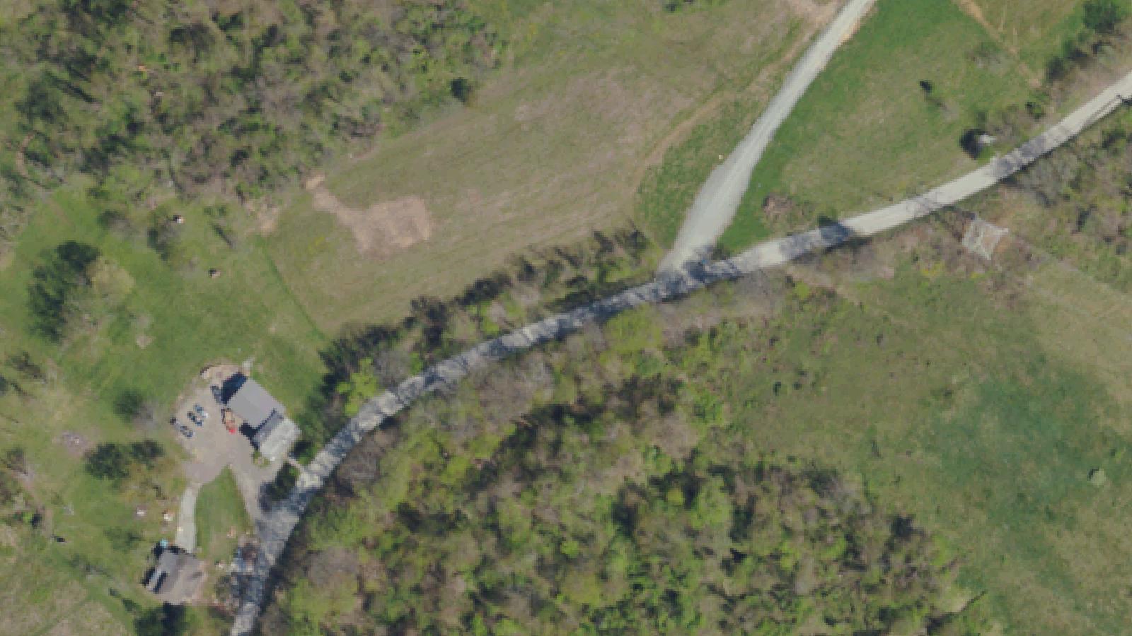 Aerial survey view of Old Brush Creek Cemetery