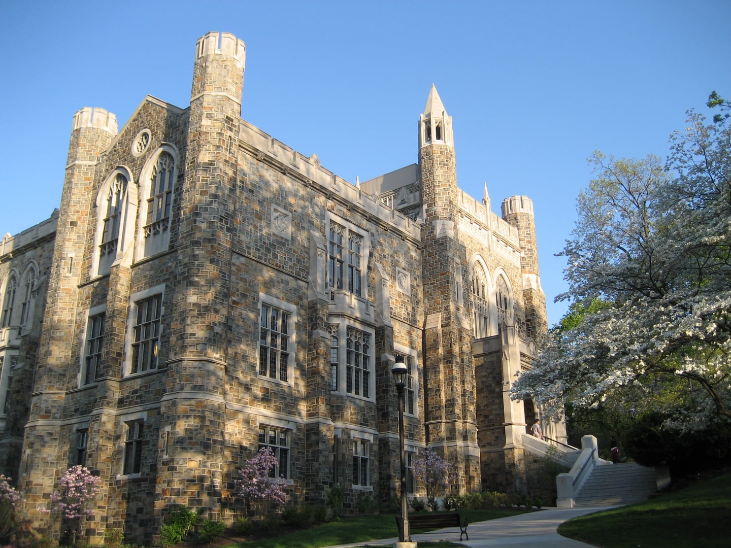 Exterior of Linderman Library, the 1878 Victorian library building on the Lehigh University campus in Bethlehem, Pennsylvania