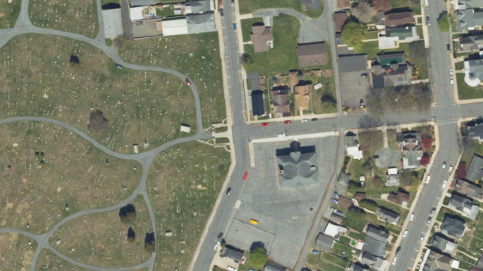Aerial survey view of Lehighton Cemetery / Gnaden Huetten Cemetery