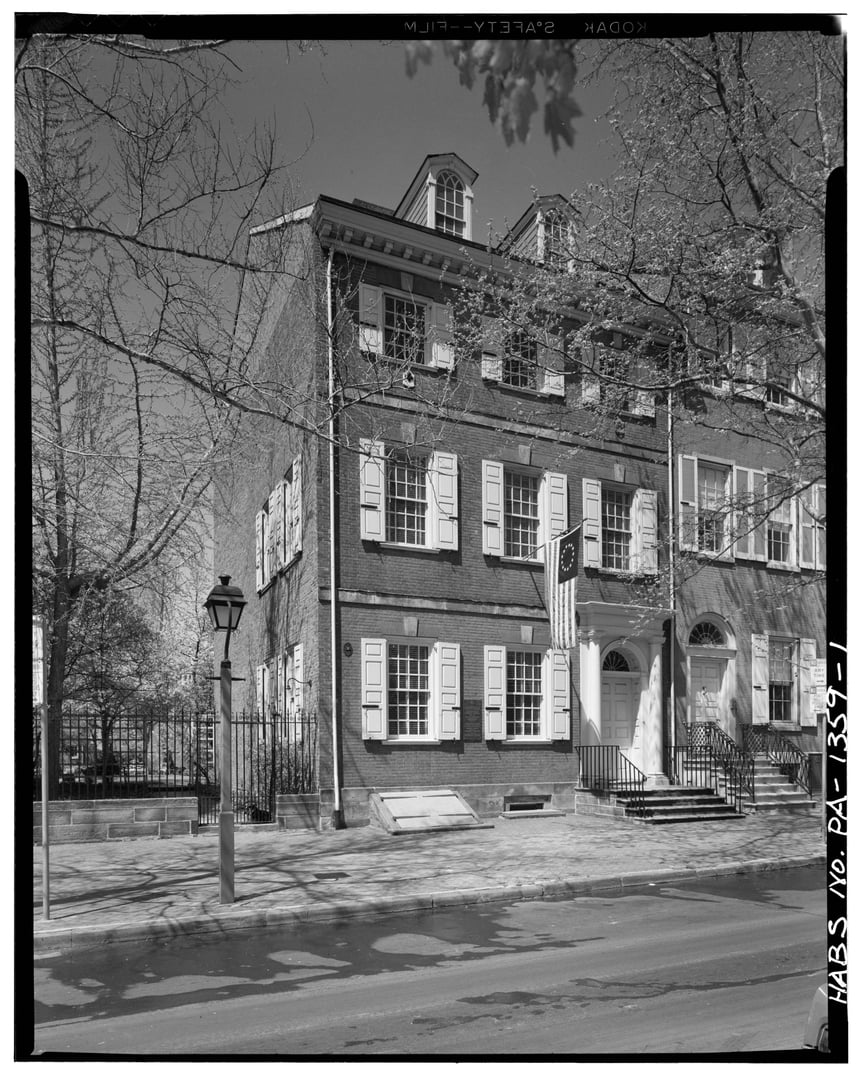 The 1765 Georgian Samuel Powel House at 244 South 3rd Street in Philadelphia's Society Hill