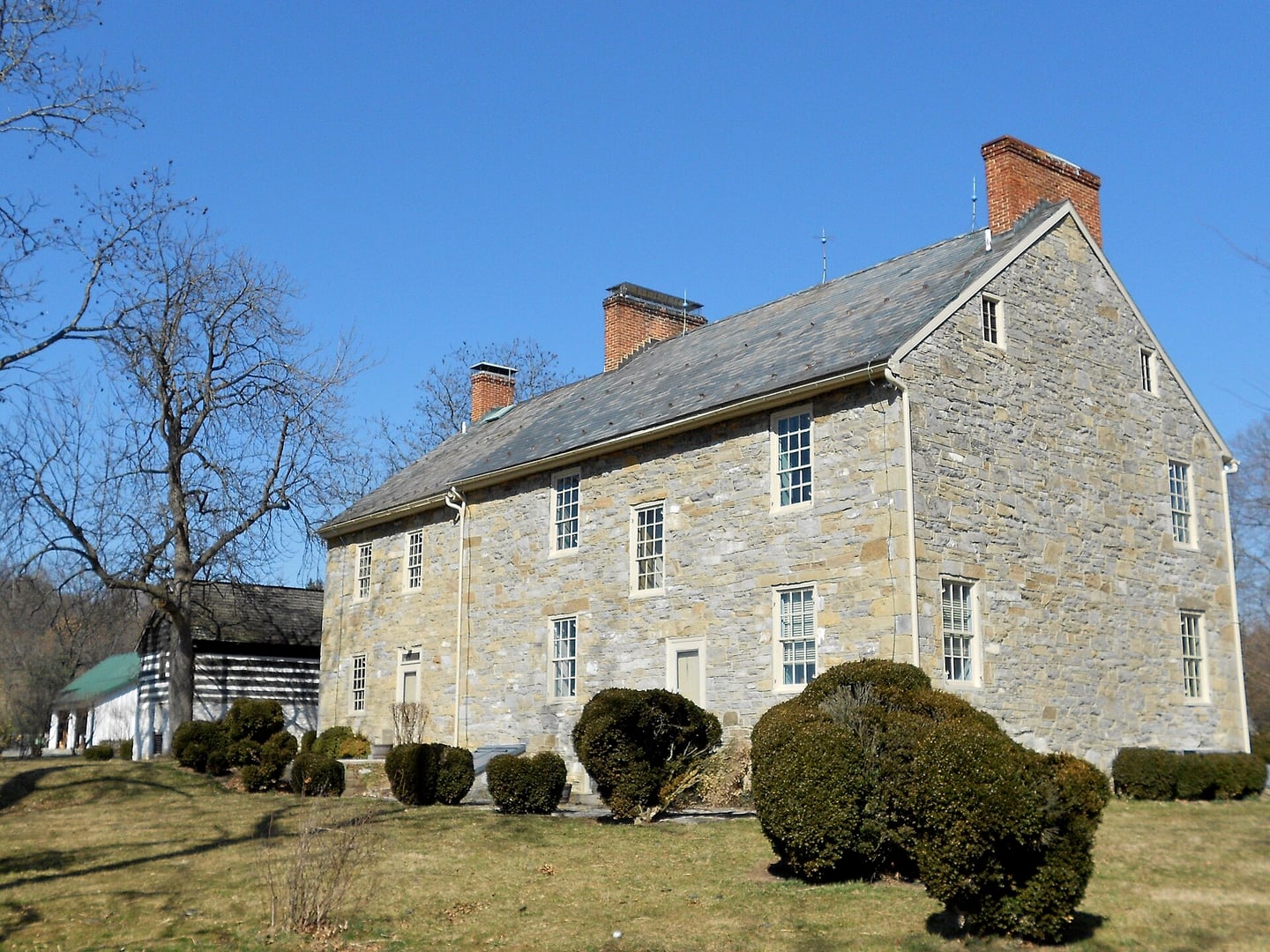 The 1812 Royer House at Renfrew Museum and Park, 1010 East Main Street, Waynesboro, Pennsylvania, showing the historic stone farmhouse on the National Register of Historic Places.