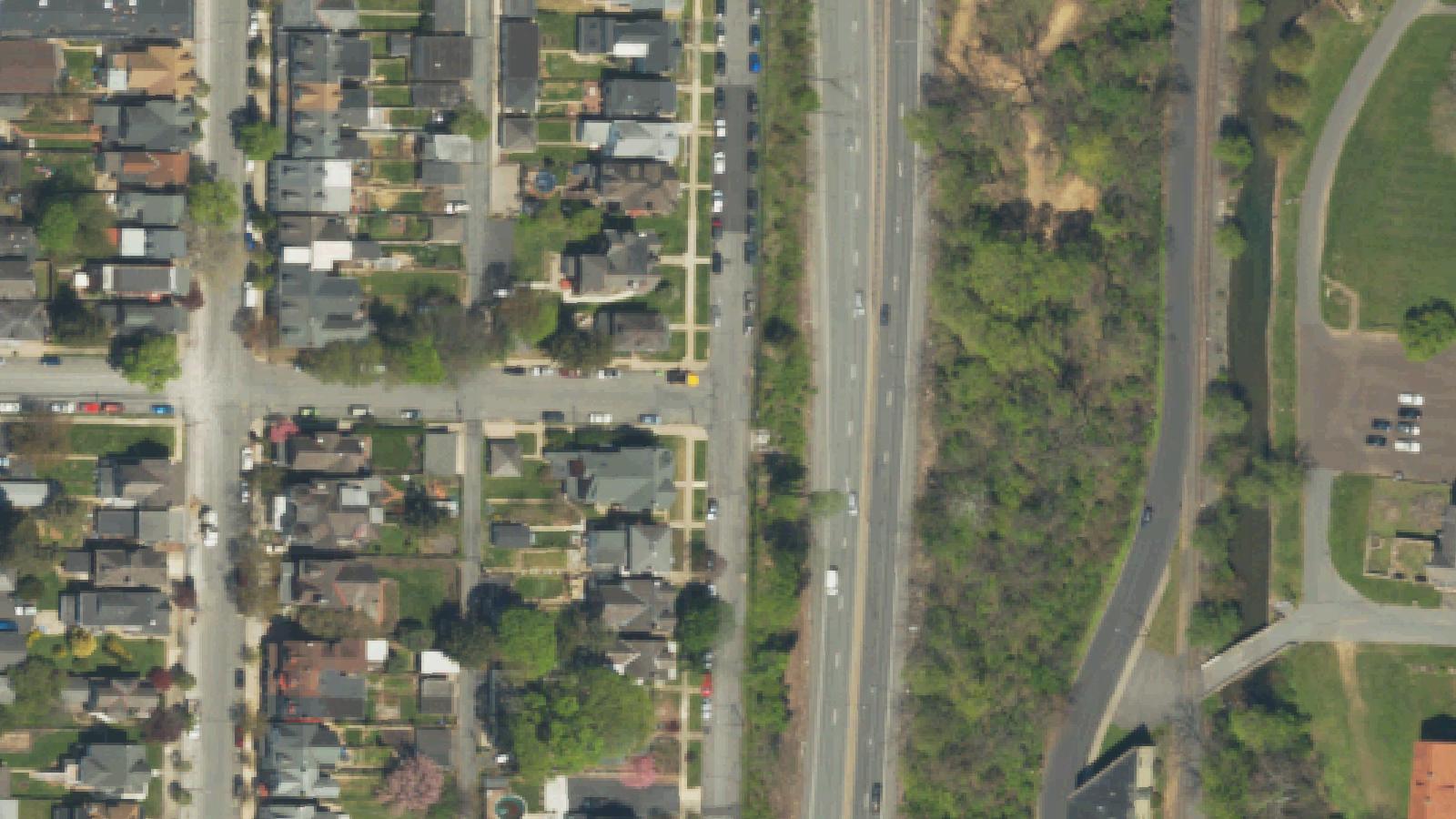 Aerial survey view of Revolutionary War Burial Ground (First House / God's Acre area)