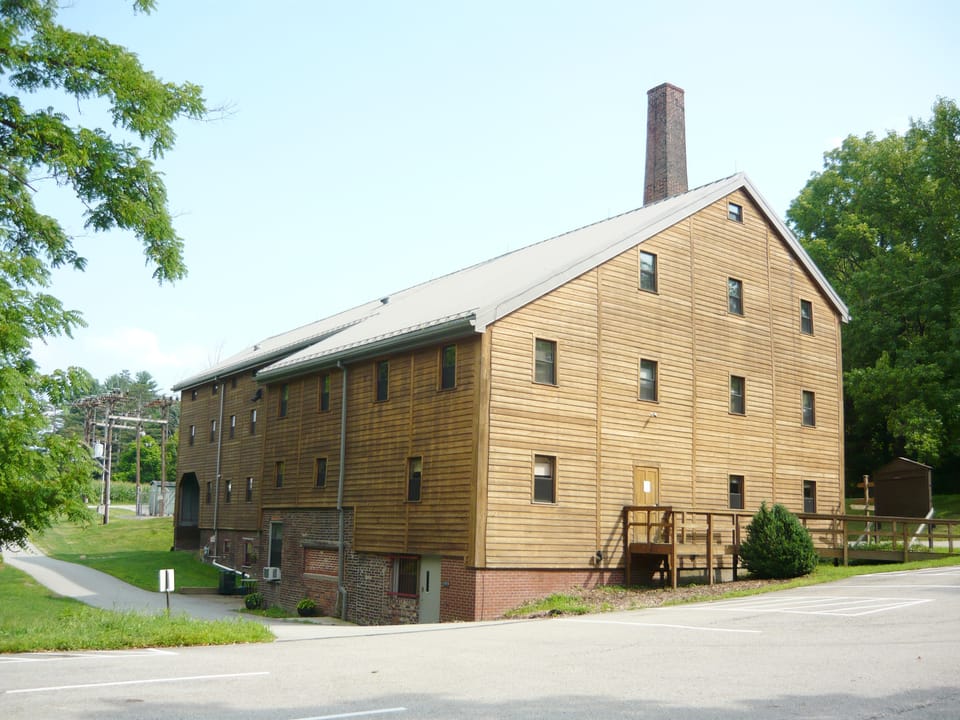 The 1854 Saint Vincent Archabbey Gristmill on the monastery grounds, Latrobe, Pennsylvania, listed on the National Register of Historic Places.