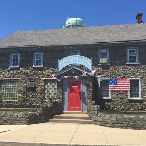Exterior of Trum Tavern at 1 East Broad Street in Trumbauersville, Bucks County, Pennsylvania