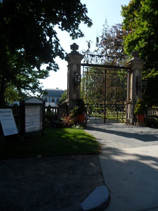 The wrought-iron entrance gate to Belcourt Castle, Newport, Rhode Island, 2010.