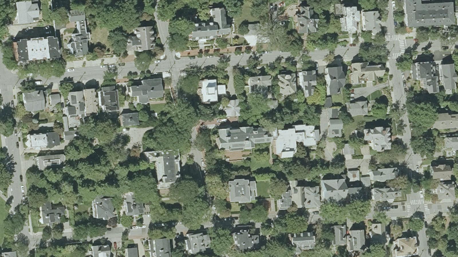Aerial survey view of Cathedral of St. John & Burial Ground