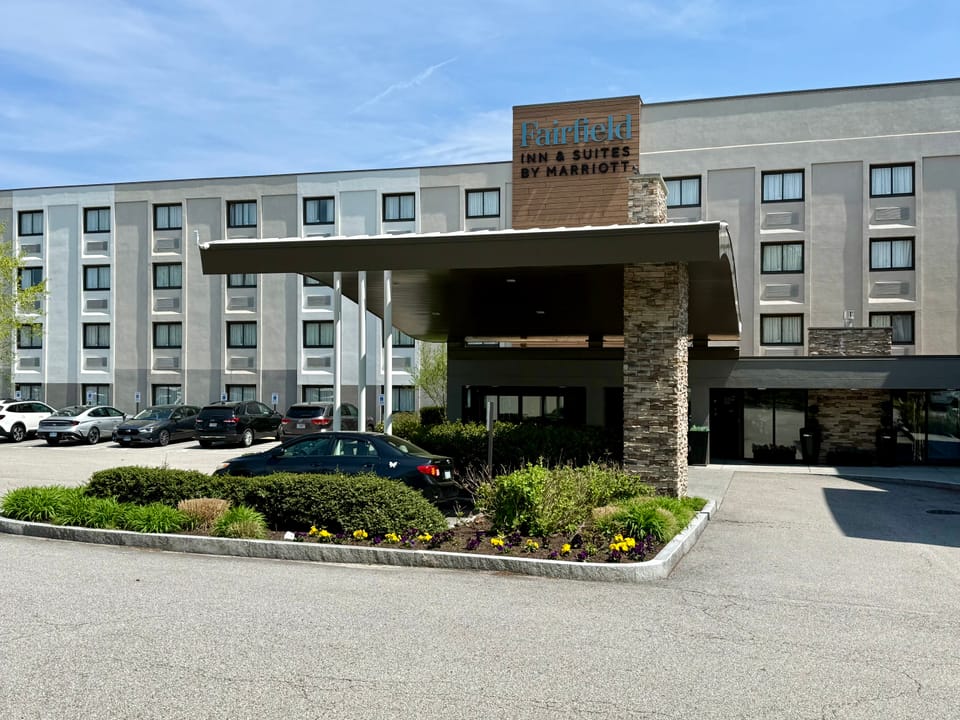 Modern Fairfield Inn & Suites hotel exterior on Post Road in Warwick, Rhode Island