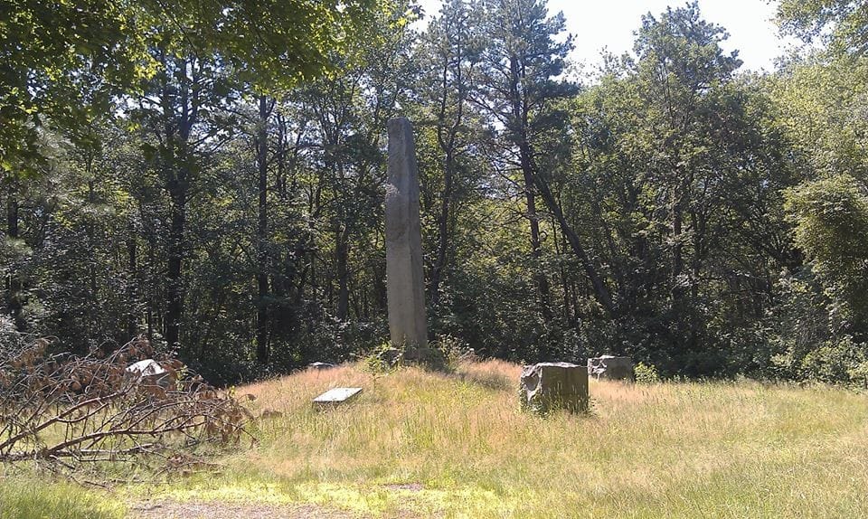 Site of the Great Swamp Fight of 1675 between the English Colonists of Massachusetts Bay, Rhode Island, Connecticut and Plymouth against the Narragansett Tribe.  Locted in the Great Swamp State Management Area, South Kingstown, Rhode Island, USA