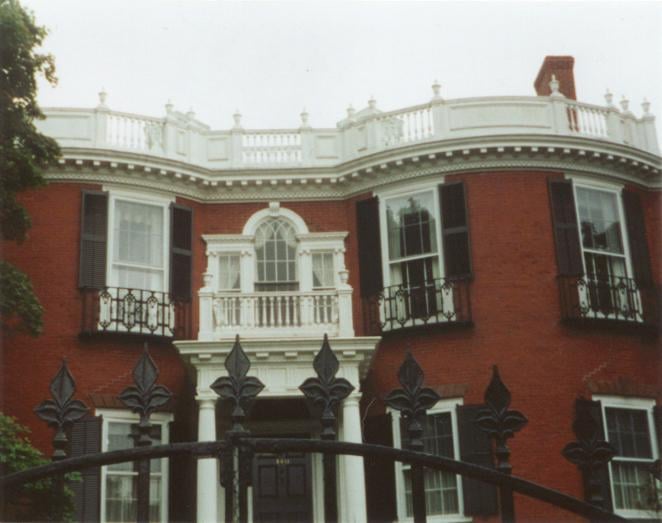 Exterior facade of the Thomas Lloyd Halsey House at 140 Prospect Street on College Hill, Providence, Rhode Island — H.P. Lovecraft's model for the Ward family home in 'The Case of Charles Dexter Ward'