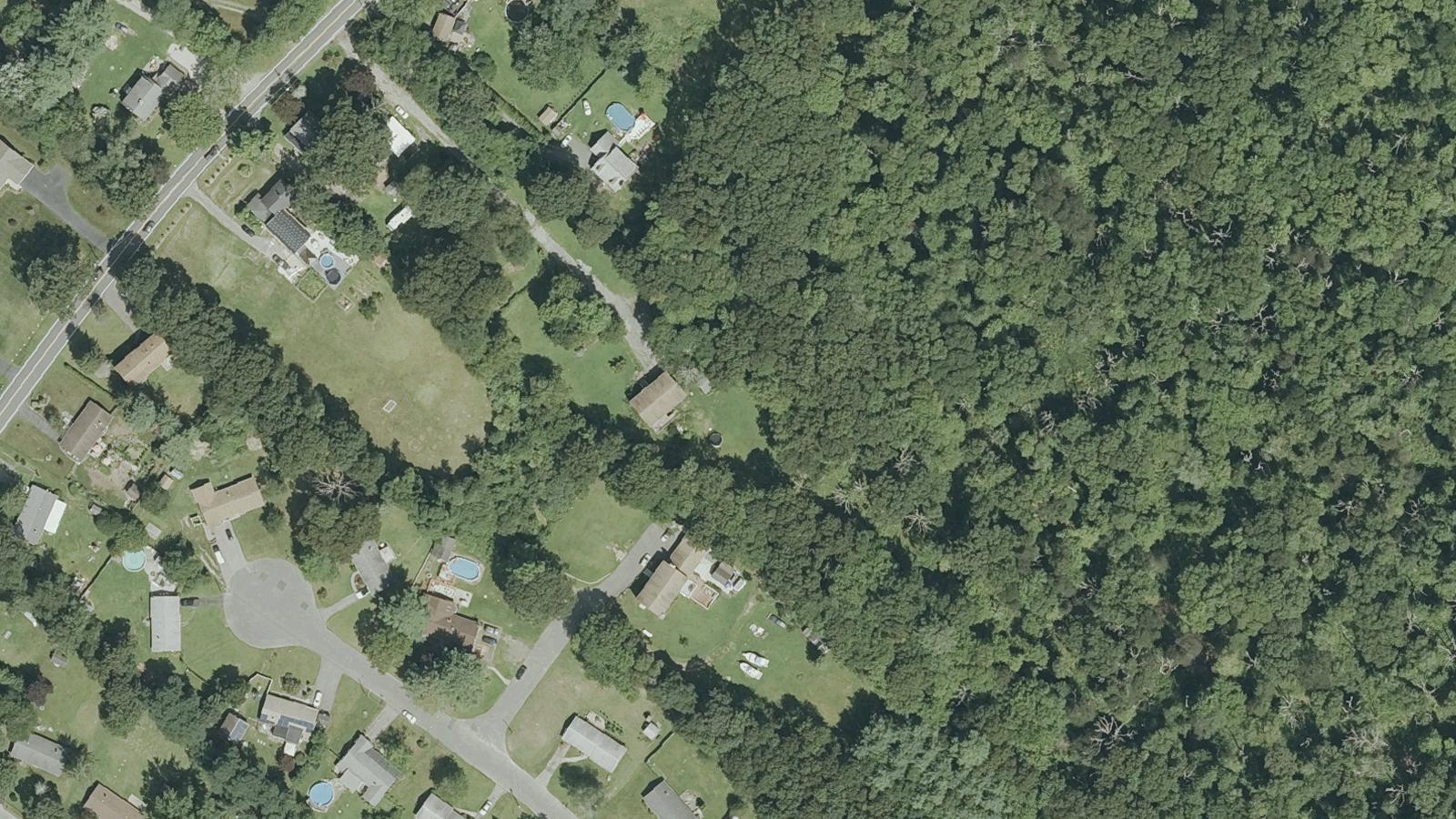 Aerial survey view of Kickemuit River — Schoolhouse Road