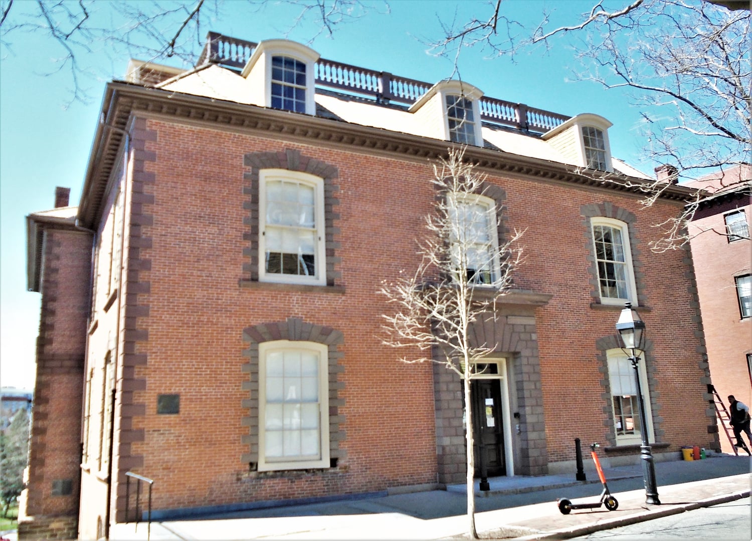 Georgian-era brick facade of the Old State House at 150 Benefit Street, Providence, Rhode Island
