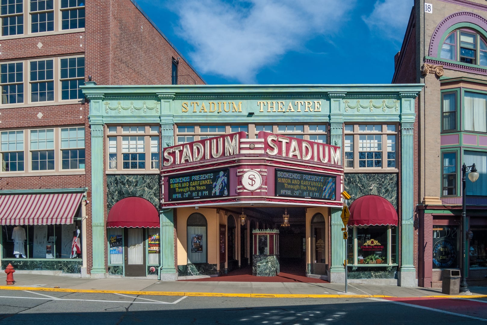 The restored Stadium Theatre on Monument Square in downtown Woonsocket, Rhode Island