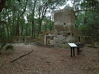 Tabby ruins of plantation main house under live oaks on Hilton Head Island