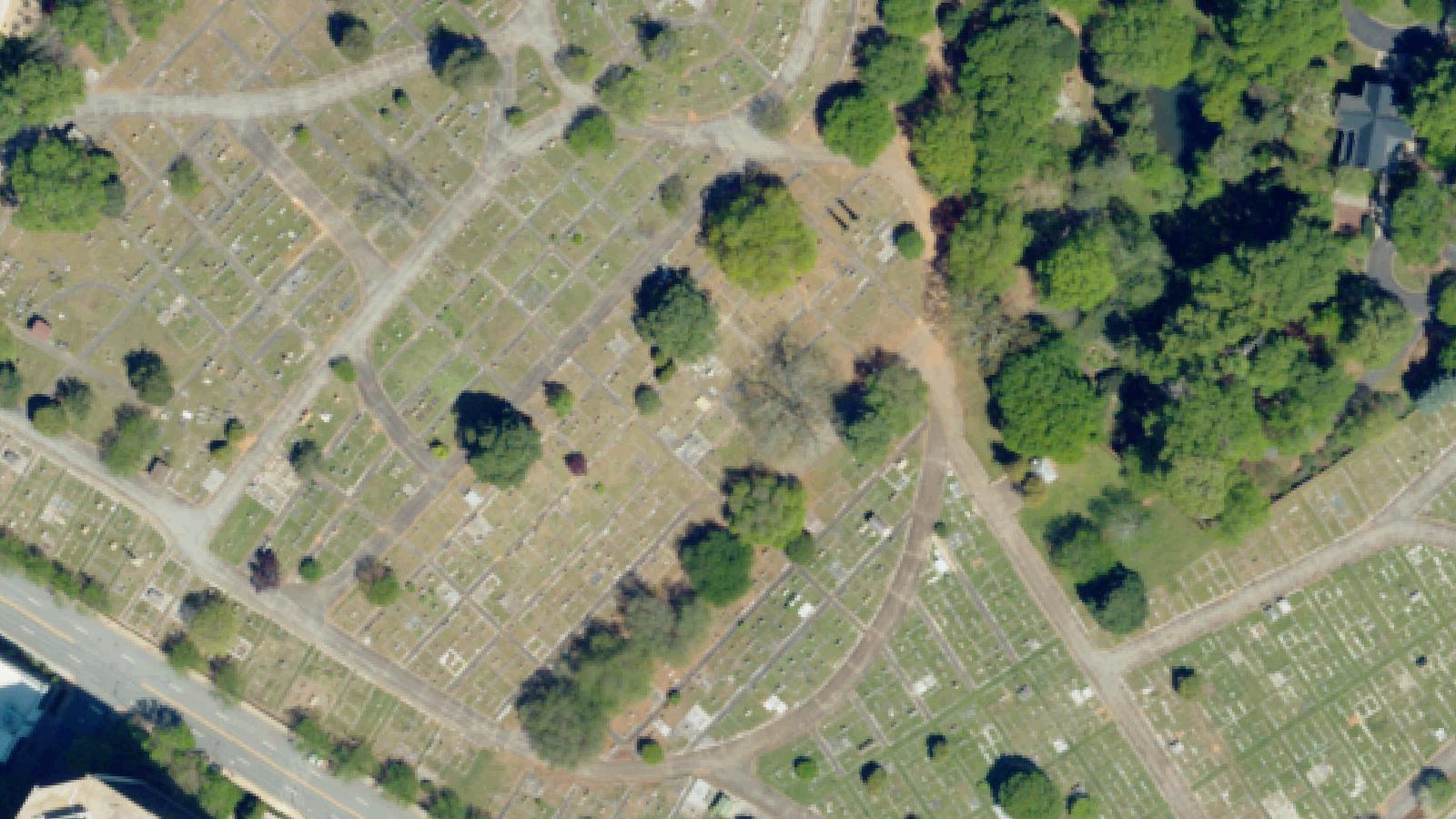 Aerial survey view of Children's Graveyard (Duncan Chapel Methodist Church Cemetery)