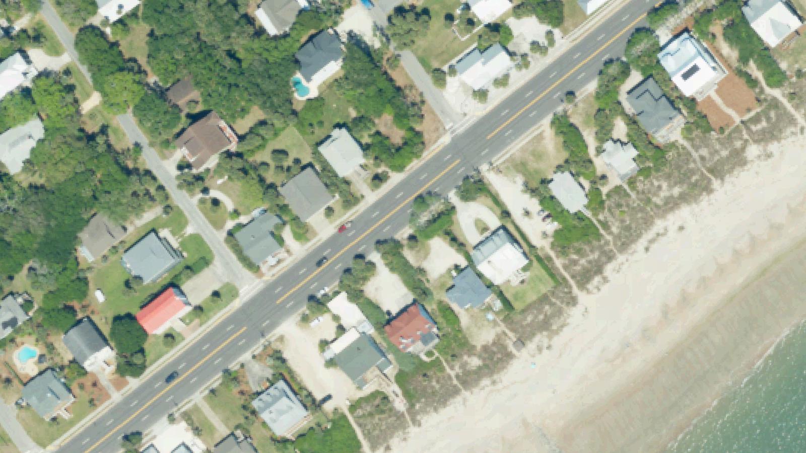 Aerial survey view of Edisto Island Presbyterian Church and Legare Mausoleum