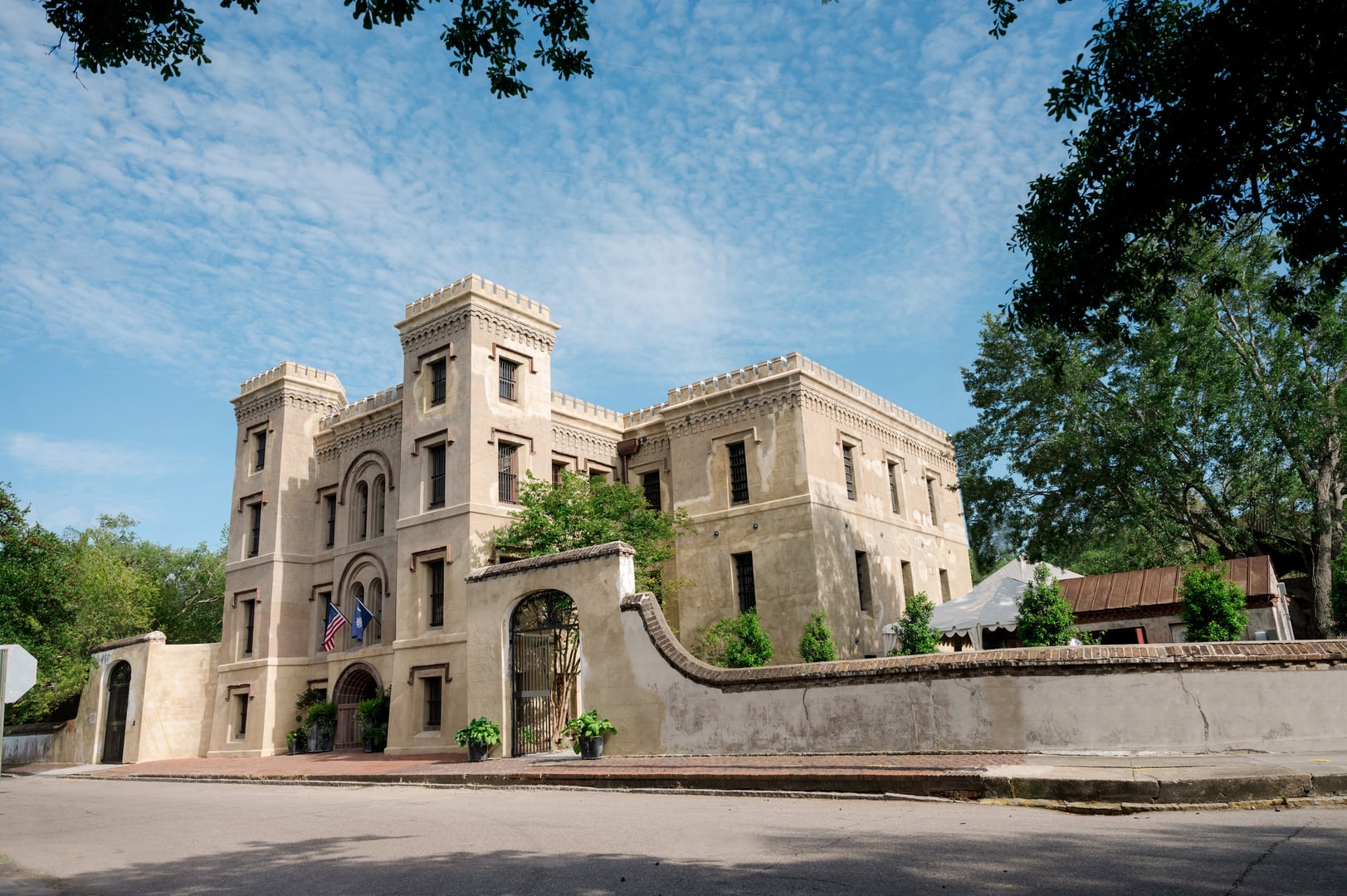 Romanesque Revival exterior of the Old Charleston Jail at 21 Magazine Street, Charleston, South Carolina