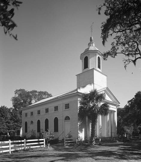 Historic Edisto Island Presbyterian Church (c.1830) on Edisto Island, South Carolina — site of the Julia Legare tomb