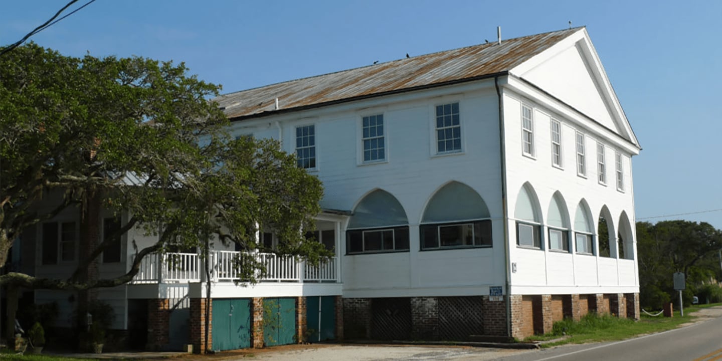 The Pelican Inn on Pawleys Island, South Carolina, an 1840s beachfront inn built with cypress and hand-cut nails behind the island's highest dune