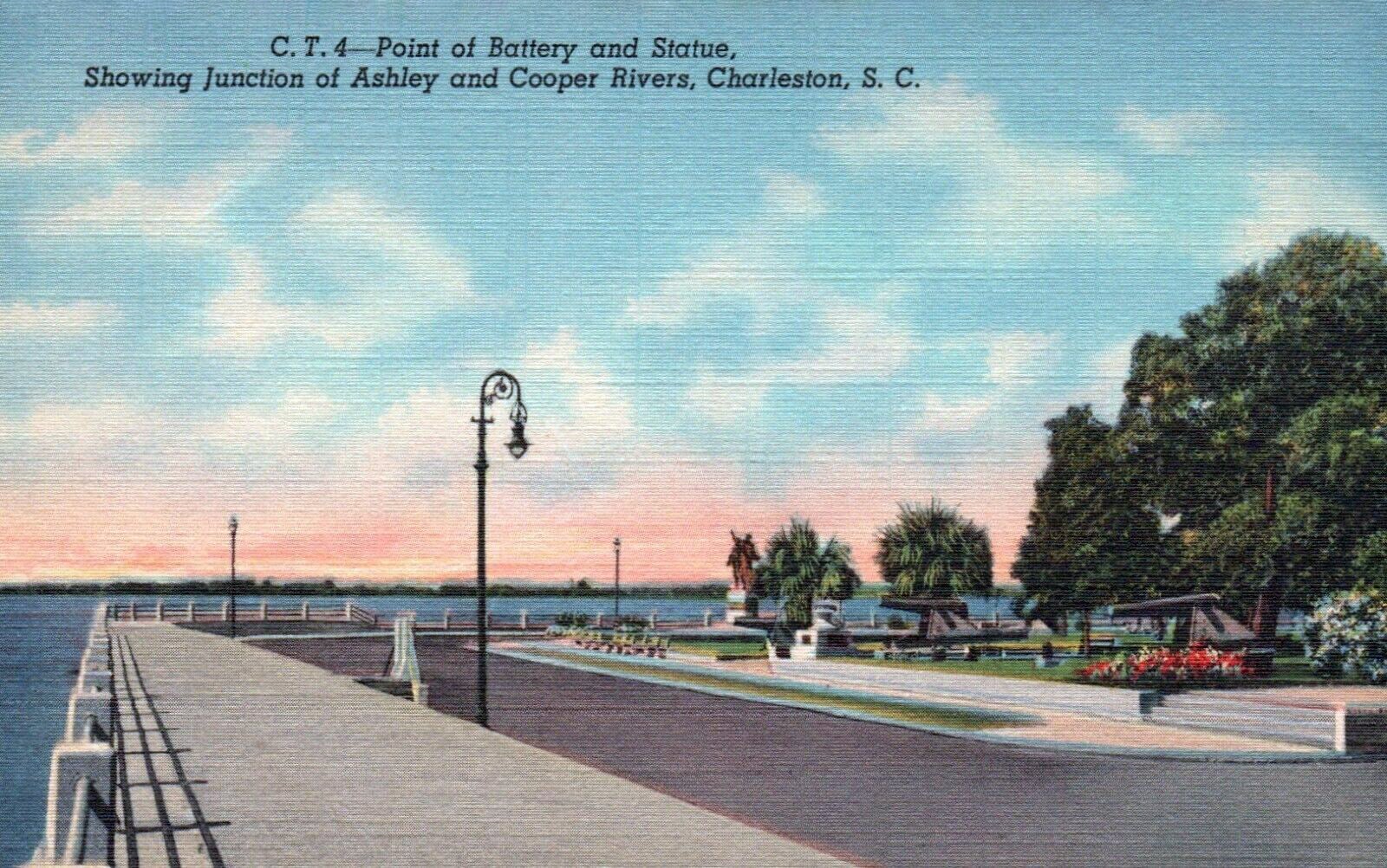 Live oak canopy and historic cannons at White Point Garden (The Battery), the 1837 park at the tip of the Charleston peninsula