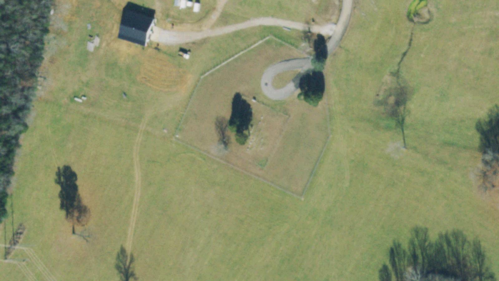 Aerial survey view of Dyer Cemetery