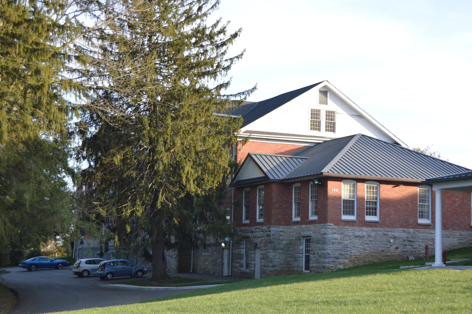 Grant-Lee Hall, a Romanesque Revival residence hall at Lincoln Memorial University in Harrogate, Tennessee