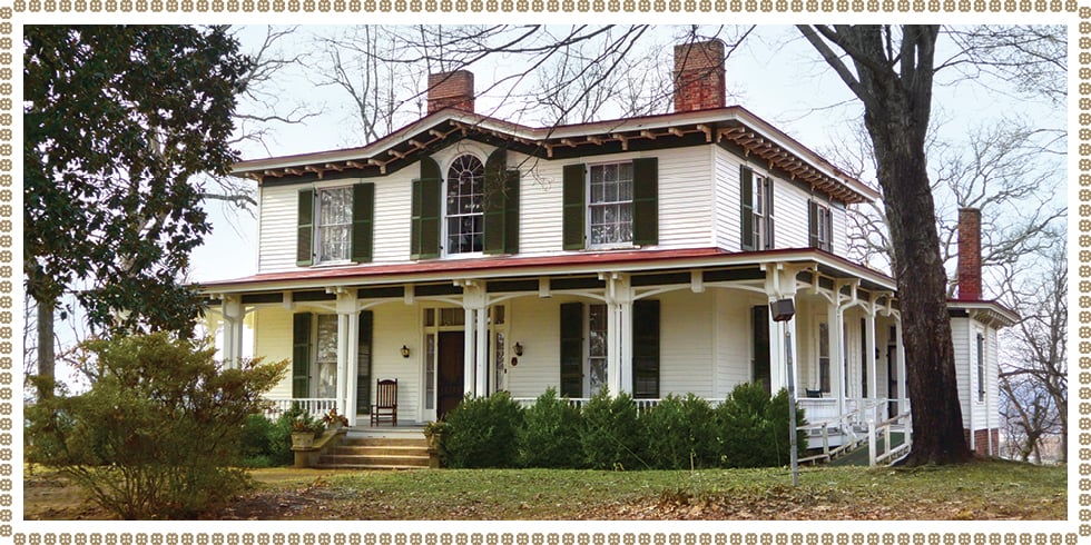 Italianate-Greek Revival Mabry-Hazen House (1858) on a Knoxville, Tennessee hilltop, three-generation Mabry family home.