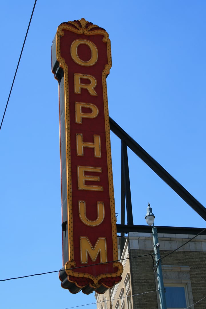 The historic Orpheum Theatre on South Main Street in downtown Memphis, Tennessee, a 1928 vaudeville-era venue