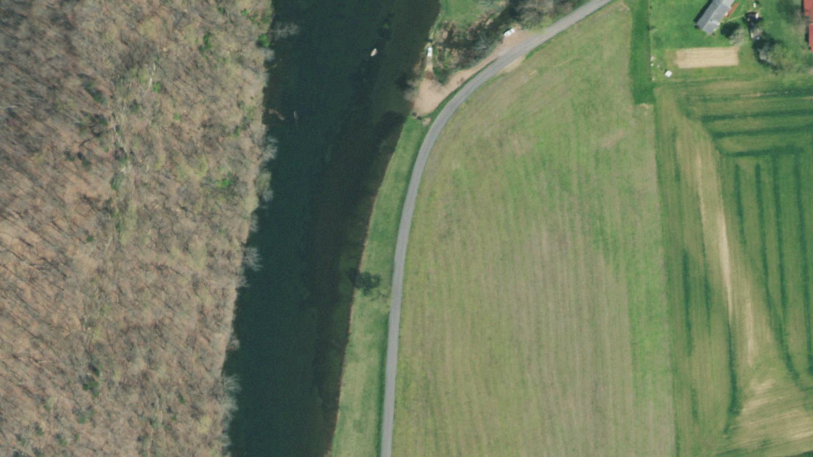 Aerial survey view of Siam Steel Bridge Site (Watauga River, Elizabethton)