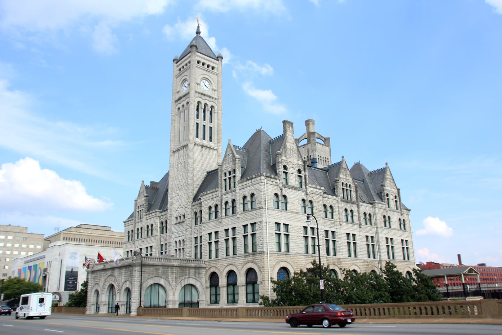 Union Station Nashville historic Romanesque Revival train station and hotel exterior, Nashville, Tennessee