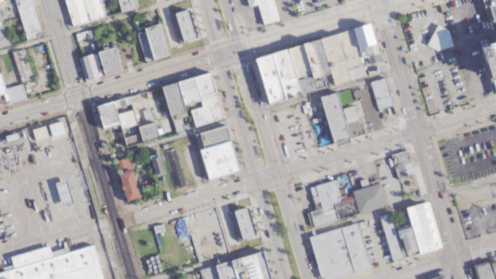 Aerial survey view of Antique Warehouse (former Oleander Hotel)