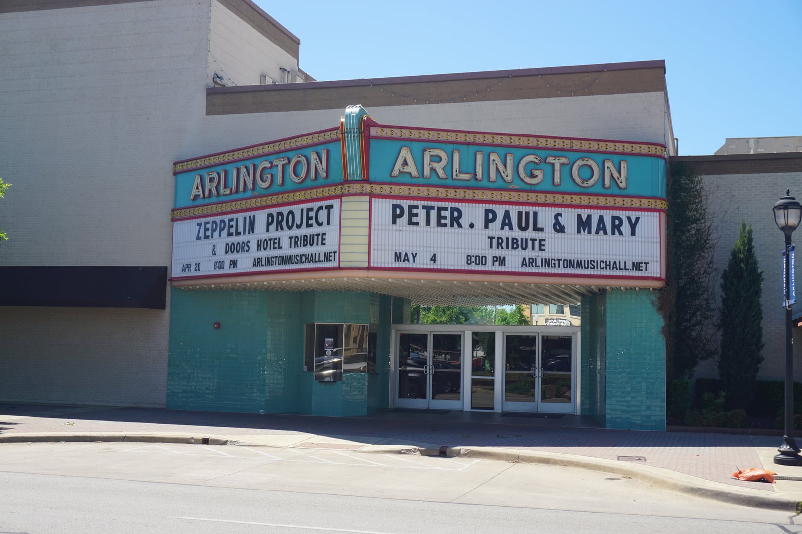 The Arlington Music Hall at 224 N Center Street in downtown Arlington, Texas — a 1950 movie palace now operating as a live country and Americana music venue