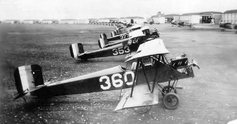 11th School Group Consolidated PT-1 trainers Brooks Field Texas.  Brooks Field became the center for primary Army pilot training in the 1920s.