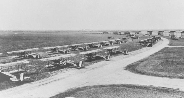 Brooks Field, Texas, was one of 27 flying fields the United States used for training pilots in
World War I. Most fields were in the southern states, where flying conditions were generally

good all year round.