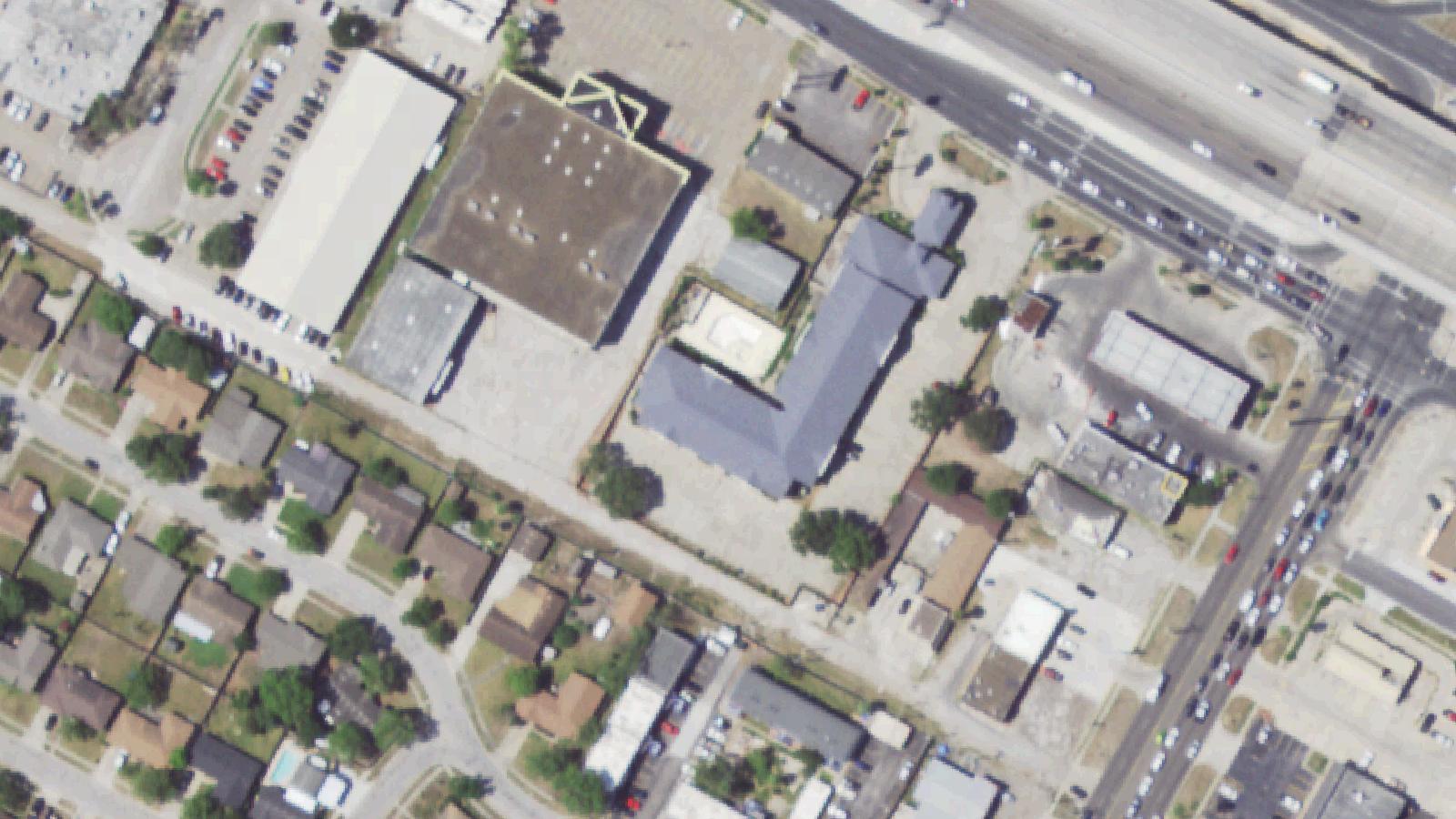 Aerial survey view of Days Inn (now Red Roof Inn) — Site of Selena's Death