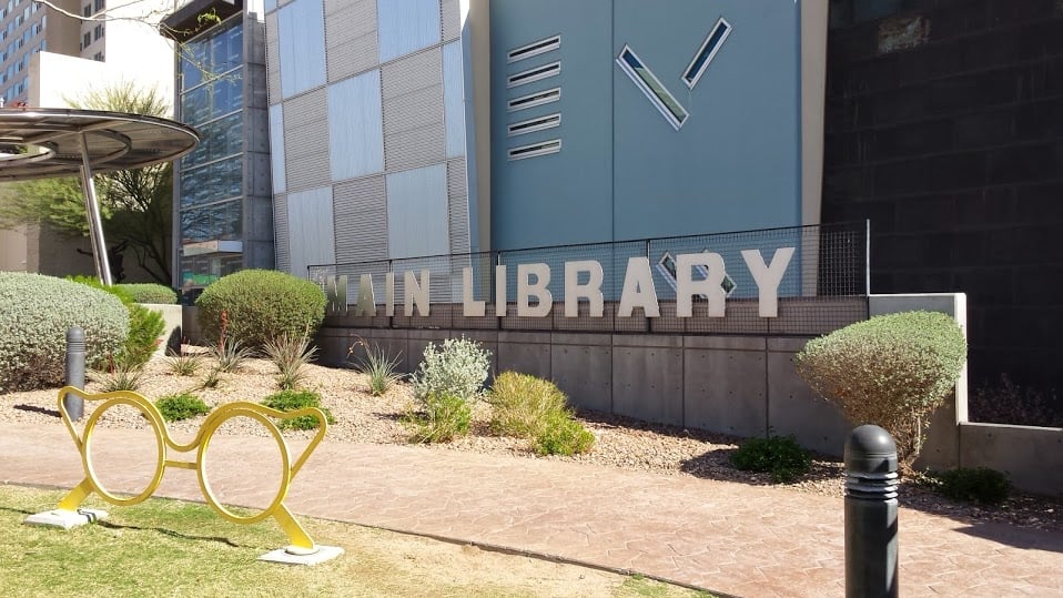 Exterior view of the El Paso Public Library Main Branch, the downtown flagship of the city's library system.